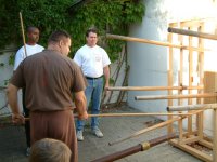 Grandmaster Hoffmann practising on the pole-dummy.